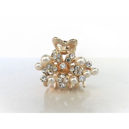 Small pearl and crystal flower gold hair claw clip bridal clip bridal barrette