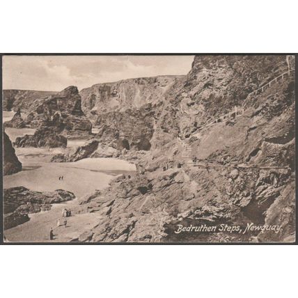 Bedruthen Steps, near Newquay, Cornwall, 1913 - Hartnoll's Postcard