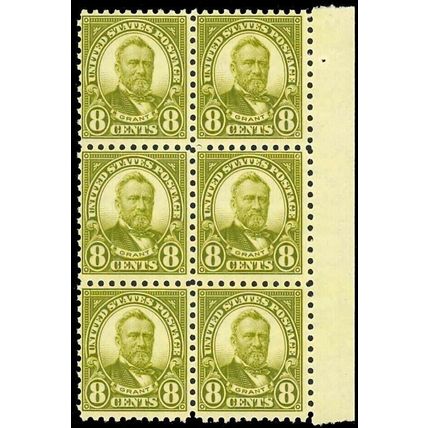 589, Mint NH 8c Perfed 10 - F-VF BLOCK OF SIX Cat $360.00