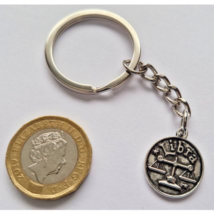 New Metal LIBRA Keyring Key Chain ZODIAC CHARMS BALANCE SCALES STAR SIGN