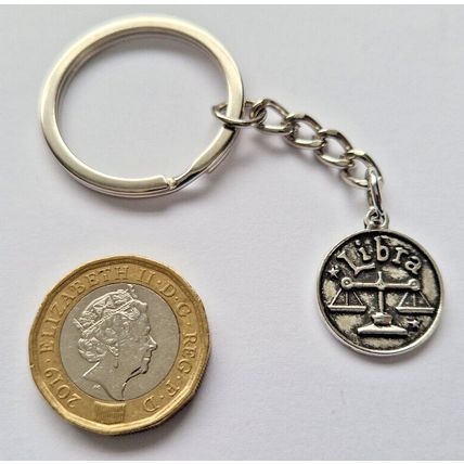 New Metal LIBRA Keyring Key Chain ZODIAC CHARMS BALANCE SCALES STAR SIGN