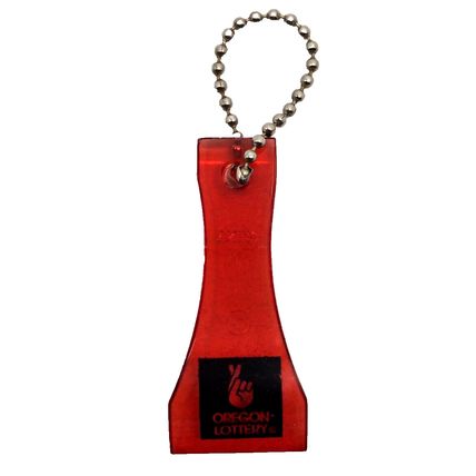 Red Plastic Oregon Lottery Scratcher Advertising 2" Keychain Charm Purse