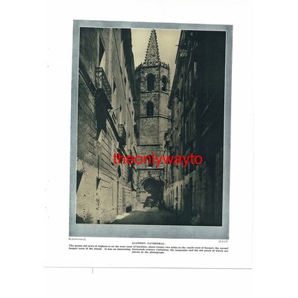 Alghero Cathedral, Italy (Aritzo, Village Street On Reverse), Book Illustration