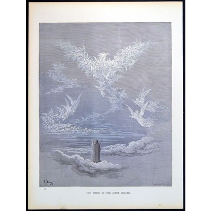 VISION OF THE SIXTH HEAVEN 1885 Gustave Doré ANTIQUE ENGRAVING