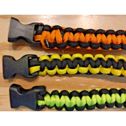 Multi Colored Paracord Hand-Woven Chinese Knot Bracelets Unisex Set of 3 Neon