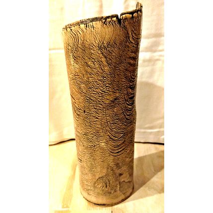 Vintage Sally McKeever Ceramic African Elephant Leg Life Like Vase Tan 12" High