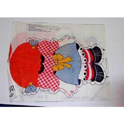 Vintage Cut & Sew Fabric Panel Gingham Girl & Gingham Boy