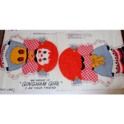 Vintage Cut & Sew Fabric Panel Gingham Girl & Gingham Boy