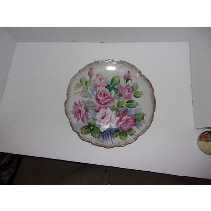 Vintage Ucagco Decorative Wall Plate Roses Signed Japan 1970's 8.5" diameter