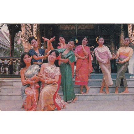 Thailand - Lot of 4 - Vintage Postcards - Temples & Folk Dancers