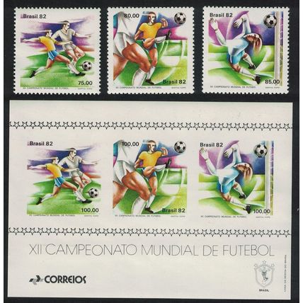 Brazil World Cup Football Championship 3v+MS 1982 MNH SG#1943-MS1946