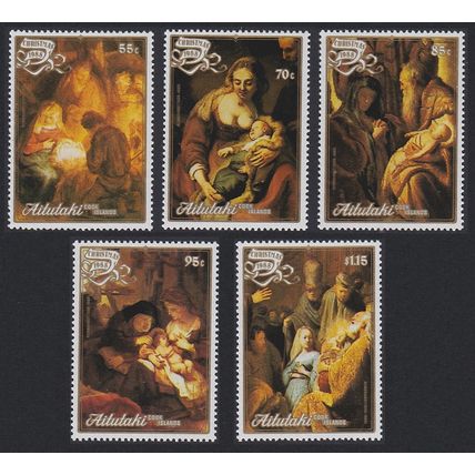 Aitutaki Paintings Rembrandt Christmas 5v 1988 MNH SG#590-594 Sc#423-427