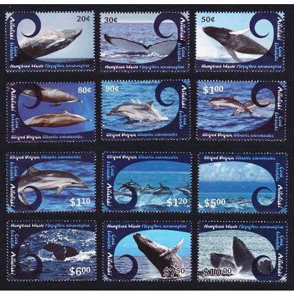 Aitutaki Cetaceans Whales Dolphins 12v 2012 MNH SG#779=780 Sc#581-592