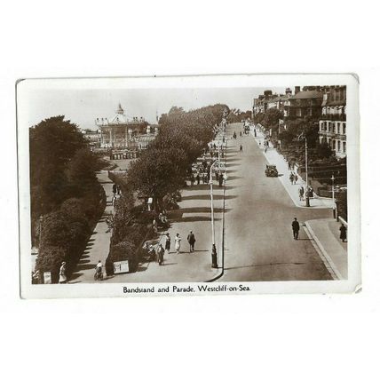 Bandstand And Parade. Westcliff On Sea. RP Postcard.