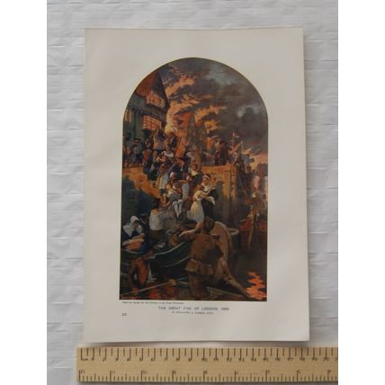 c1930 colour illustration The Great Fire of London 1666