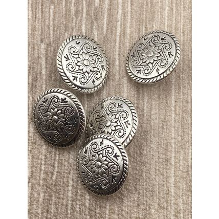 15mm Shank Buttons Antique Silver Flower Metal Sewing Coat Jacket Replace