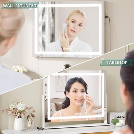 Tabletop Mount Vanity Mirror with Lights Makeup Mirror Touchscreen Control USB