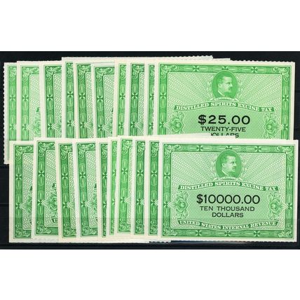 RX27-46, Unused Set of Distilled Spirits Stamps SCV $5935 - Stuart Katz