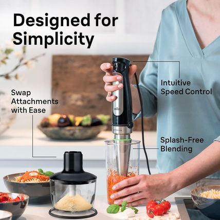 Braun Multiquick 7 3-In-1 Immersion Hand Blender with Variable Speed and Patente