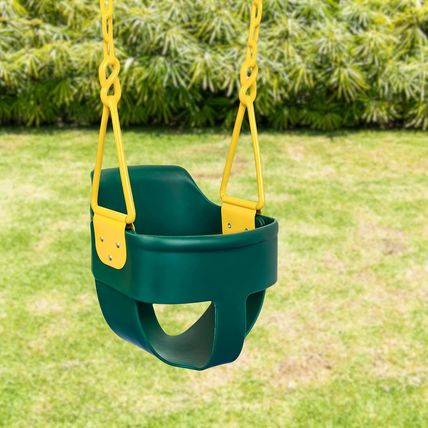Premium High Back Full Bucket Toddler Swing Seat with Finger Grip, Plastic Coate