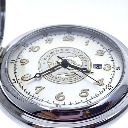 Memorial Silver UNION PACIFIC Locomotive Pocket Watch 47 MM with Date
