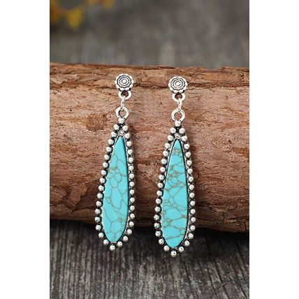 Silvery Vintage Bohemian Turquoise Alloy Earrings