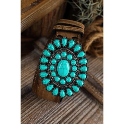 Light Blue Western Turquoise Decor Retro Wide Belt