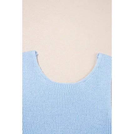 Beau Blue Horizontal Ribbing Patchwork Swing Sweater Tank