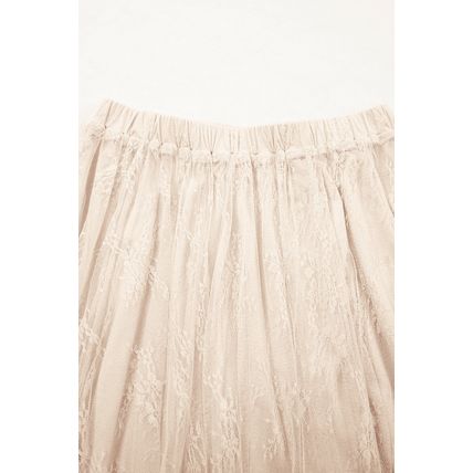 Apricot Lace Cascading Tiered High Waist Maxi Skirt