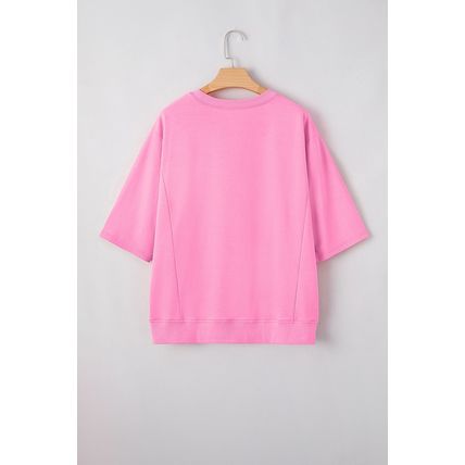 Sachet Pink Floral Patched Half Sleeve Tunic Top