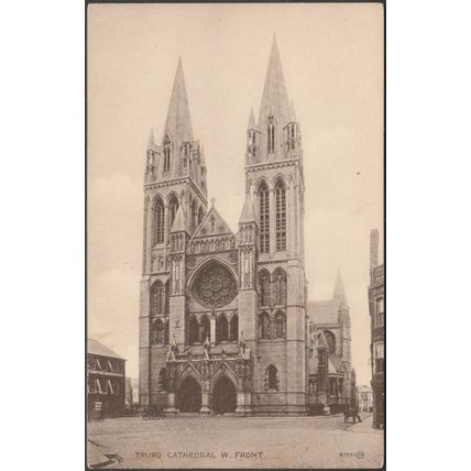 West Front, Truro Cathedral, Cornwall, 1925 - Valentine's Postcard