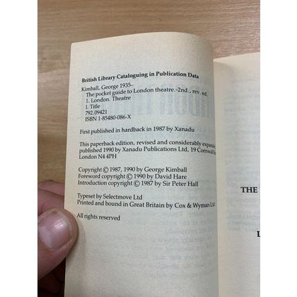 1990 "THE POCKET GUIDE TO LONDON THEATRE" THEATRE FLOORS etc PLAN PB BOOK (P2)