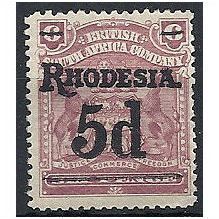 Rhodesia 1909 SG114 5d on 6d Reddish Purple Mounted Mint . .