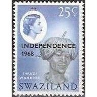 Swaziland QEII 1968 25c black & bright blue Unmounted Mint MNH SG 155 warrior