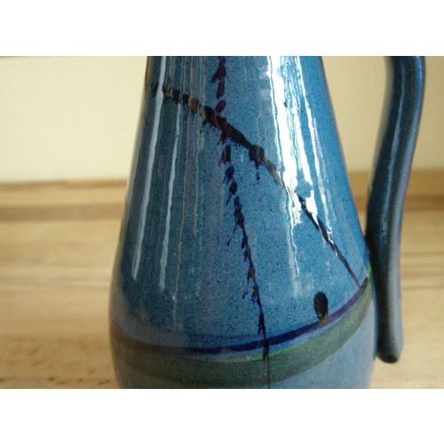 Attractive Blue Glazed Studio Pottery Jug - Marked