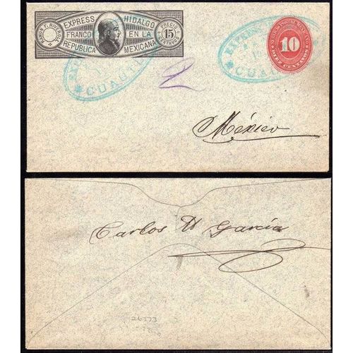 Mexico Wells Fargo Postal Sta. Hidalgo Oval (blue) Cancel 1893