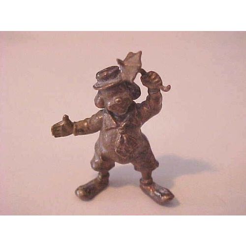 White Copper Clown Cast Miniature Clown Vintage Clown 1-3/8"