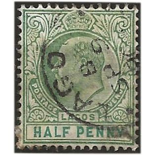 Lagos 1904 SG40 1/2d Dull Green & Green Wmk Crown CA Fine Used .. ..