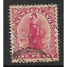 NEW ZEALAND 1908 1d CARMINE SG 386 FINE USED