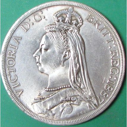 1887, 5 Schillings, UK Medallic Issue. Challenge Coin, Souvenir. REPLICA. 66.