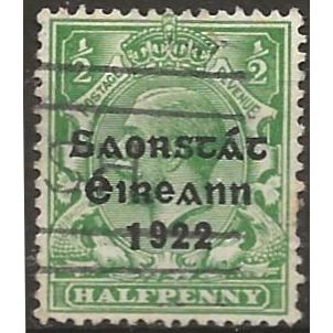 Ireland 1922 SG67 1/2d Green Fine Used.