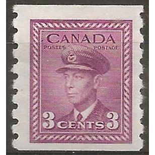 Canada 1943 SG392 3c Purple IMPERF x Perf 8 Mounted Mint ..