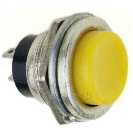 16mm Yellow Metal Round Momentary Push Button Switch 240V 3A SPST