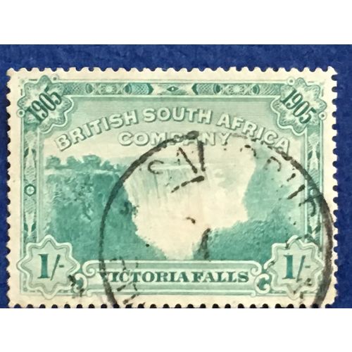 British South Africa Rhodesia Victoria Falls 1905 1s Blue Green Used SG 97 stamp