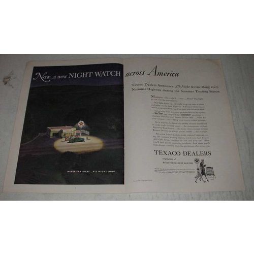 1940 Texaco Oil Ad - Now a Night Watch Across America