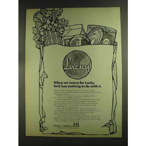 1972 Bank of America Ad - We Invest for Lucky