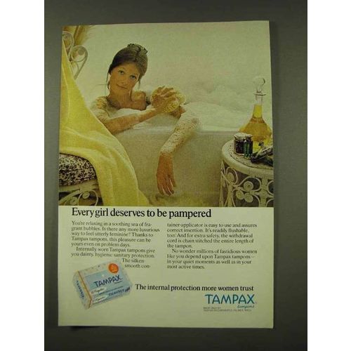 1973 Tampax Tampons Ad - Every Girl Desrves Pampered