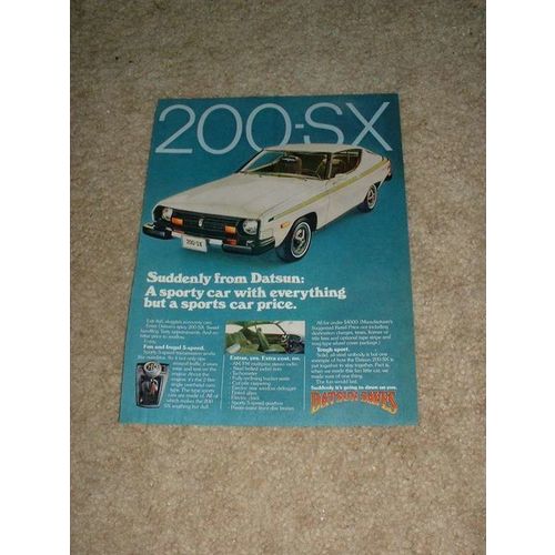 1977 Datsun 200-SX Car Ad, Sporty Car with Everything!!