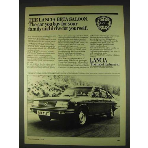 1978 Lancia Beta Saloon Ad - Buy For Your Family