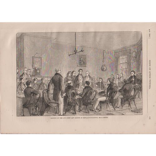 Print 1863 unframed 10 x 7 ins Meeting Anti Corn Law League in Manchester